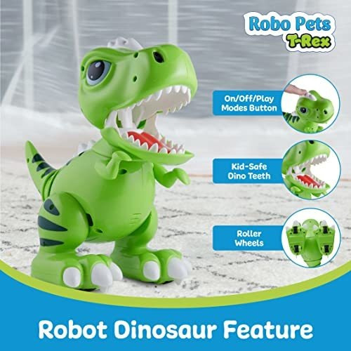 Dinosaurio Con Control Remoto Ojos Luz Led Camina Verde