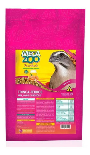 Imagem 1 de 1 de Farinhada Megazoo Trinca Ferro Sabor Mel E Ovo Propolis 5kg