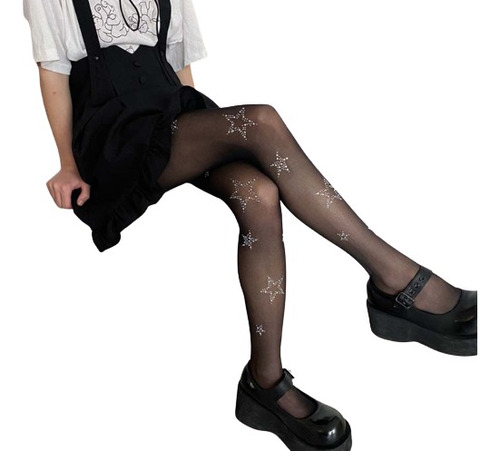 Medias Kawaii Con Estrellas Y Brillos Pantimedias Lolita