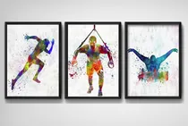 Comprar Set 3 Cuadros Carrera Crossfit Natacion Pop Art Fitness