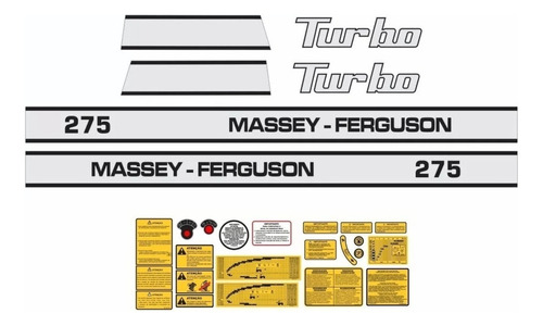 Adesivo Trator Massey Ferguson Mf 275 Mk + Turbo Etiqueta