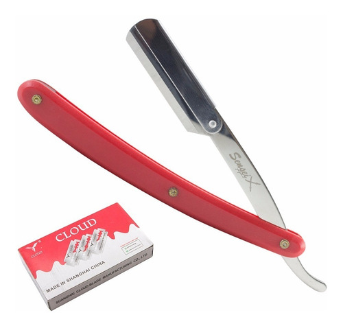 Navaja Barbero Barberia Sensei Peluqueria Rojo + 10 Filos