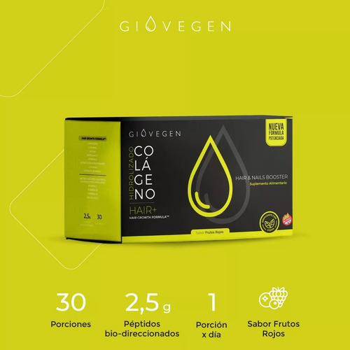 Imagen 2 de 7 de Giovegen Hair - Colágeno Hidrolizado Bebible