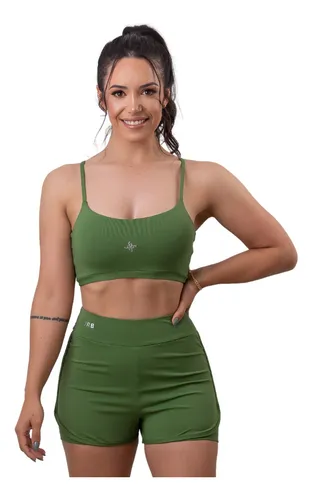 Conjunto top e short deals academia