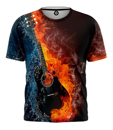 Remera Guitarra Fuego Y Agua 3d Artemix Ax-1151