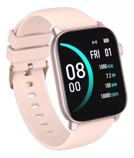 Smartwatch Cuadrado Sumergible Rosa Nictom Nt14 Malla Goma Reloj Inteligente Resistente al Agua