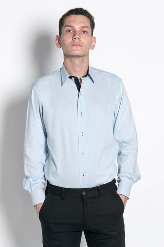 Camisa Oficina Celeste M/l Aire Libre Comb