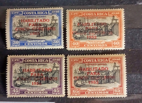 Serie  4 Estampillas S/cargados 1947-1953- Costa Rica Mint