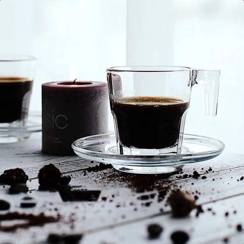 Juego de 6 tazas de café espresso, 80 ml, color translúcido