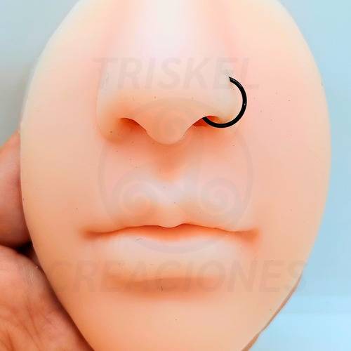 Piercing Nariz Titanio Argolla Clicker 0.8mm Negro Nostril