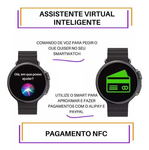 Relogio Digital Masculino Smart Watch Redondo Hw3 Max Brinde