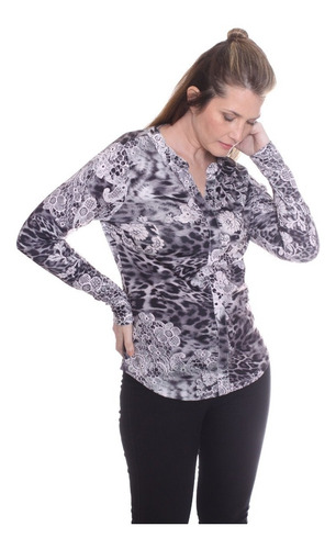 Imagen 6 de 10 de Remera Manga Larga De Mujer Tipo Chomba Art 3106
