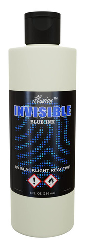 Tinta Invisible Luz Negra Reactiva Uv (8 Onza Liquida Azul)
