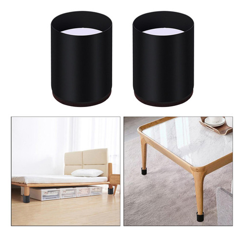 Carbo Steel Bed Table Riser Sofá Redondo 6x10cm Negro