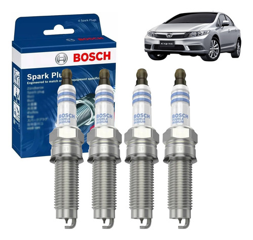 Jogo Vela Bosch Iridio Civic Lxr 2.0 16v 2013 2014 2015 Flex