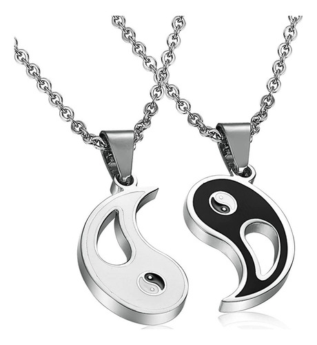 1 Par Blanco Y Negro Taiji Bagua Collar De Pareja