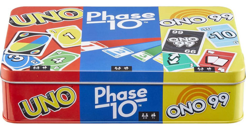 Juego De 3 Juegos De Mattel Con Uno, Phase 10 Y Ono 99, Jueg