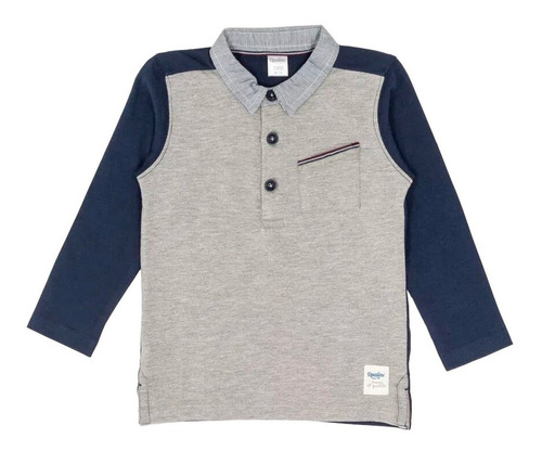 Polera De Niño Con Cuello Gris Opaline