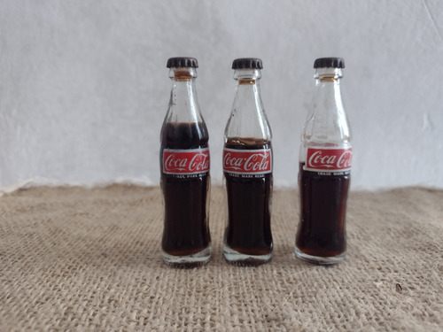 Lote X 3 Botellitas Mini Antiguas De Coca-cola 