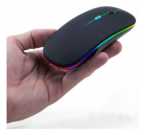 Mouse Sem Fio Recarregável Wireles Optico Led Rgb Ergonômico