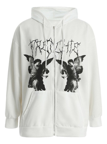Sudadera Con Capucha Y2k De Talla Grande Con Cierre