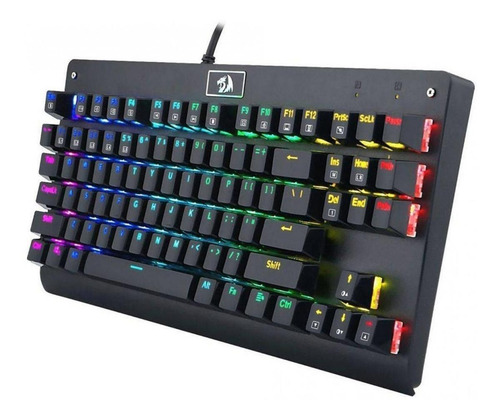 Teclado gamer Redragon Dark Avenger K568 QWERTY Outemu Blue português Brasil cor preto com luz RGB