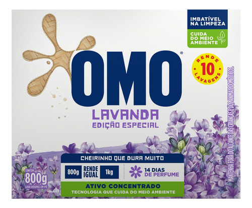 Kit 3 Sabão Em Pó Lava-roupas Lavanda Omo Caixa 800g