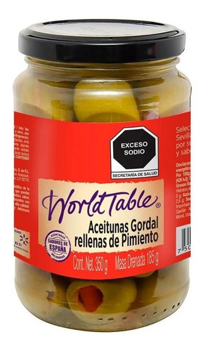Aceitunas World Table Gordal Rellenas De Pimiento 350 Gr