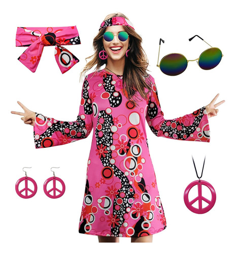 Mryuwb - Disfraz Hippie De Los Años 70 Para Mujer
