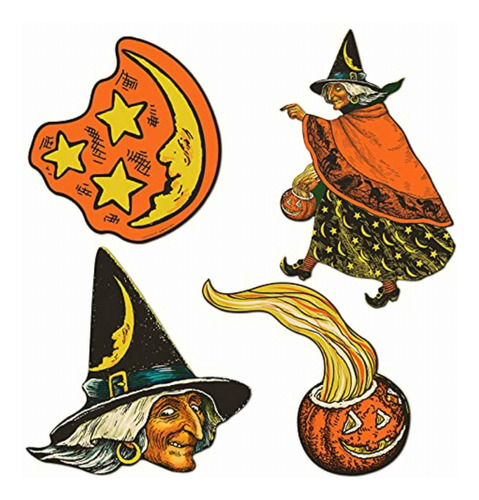 Beistle 4 Piezas Espeluznantes Vintage De Halloween, Papel