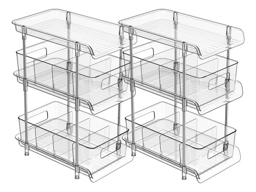 Organizador De Baño Transparente De 3 Niveles Con Separadore