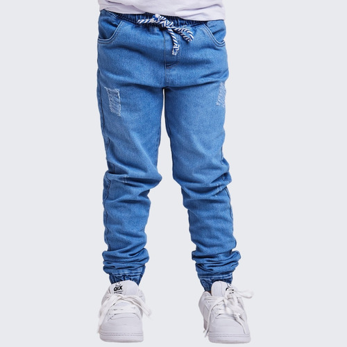 Calça Infantil Jeans Jogger Masculina Menino Com Punho 