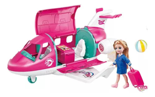 Juego De Avion De Muñeca De Niña De Viaje Divertido Color Rosa