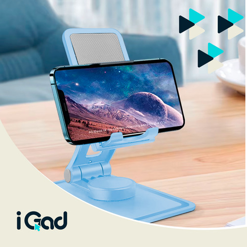 Soporte Universal Para Celular iGAD Base De Plástico Portátil Plegable Slim Holder De Escritorio Color Azul