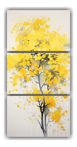 120x240cm Cuadro Abstracto Árbol De Acacia Amarillo Y Blanc