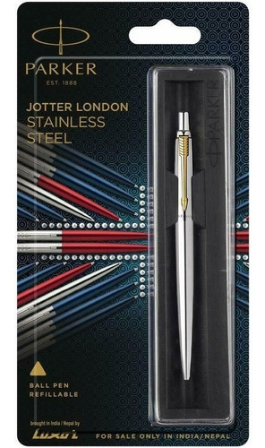 Caneta Esferog Parker Jotter Classic Aço Cromado Clipe Ouro