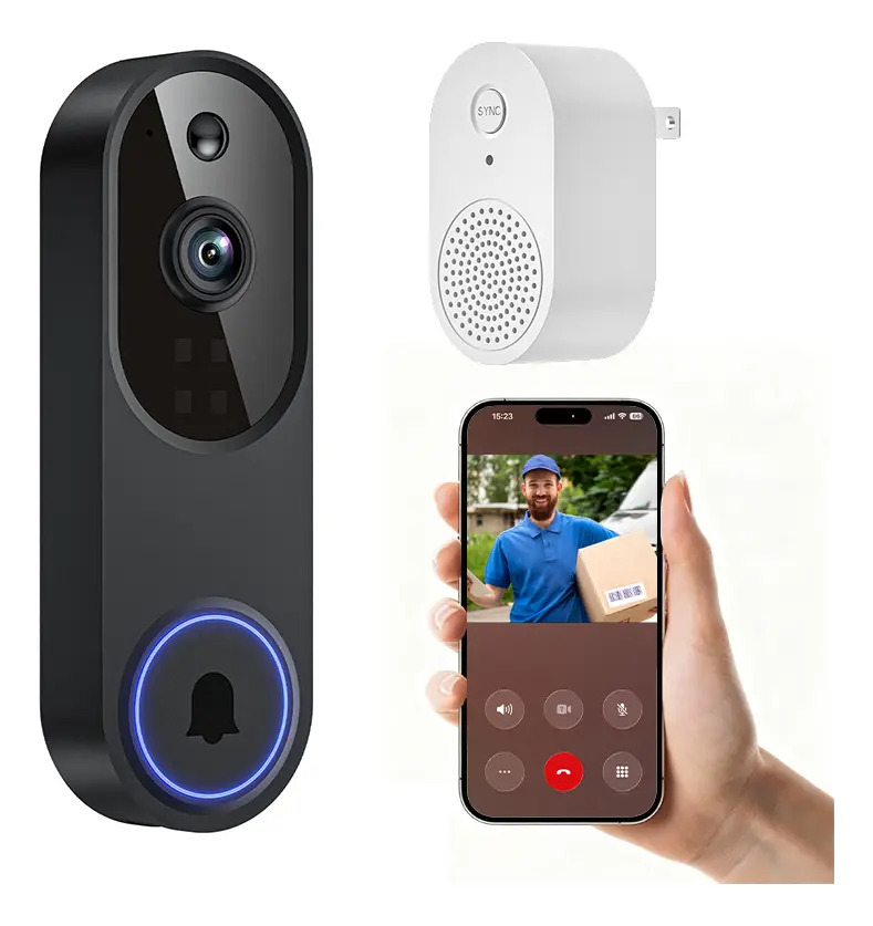 Timbre inalámbrico Hoso con cámara AI 1080p resistente al agua para vigilancia exterior