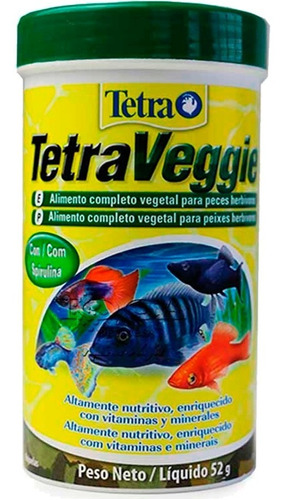 Ração Tetra Veggie Flakes 52g C/ Spirulina Peixes Herbívoros