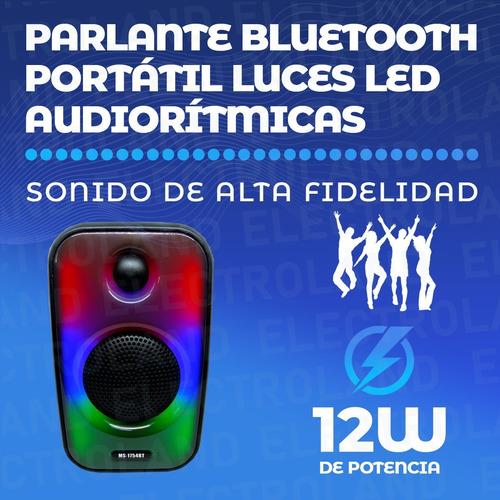 Imagen 2 de 10 de Parlante Bluetooth Portátil Inalámbrico Luces Led Recargable