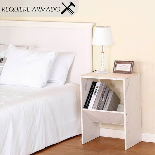Buro Mesa De Noche Minimalista Blanco Acabado Brillante