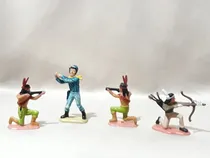 Comprar Lote Cu002F 4 Índio Soldado Forte Apache Antigo Gulliver  