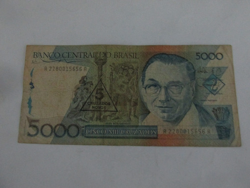 Cedula 5.000 Cruzeiros(carimbo 5 Cruzados Novos) (Usado)