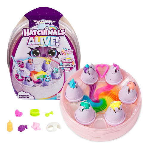 Hatchimals Alive, Rainbow Hatchery Con 6 Mini Figuras En Y 3