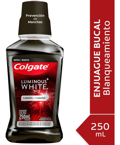 Enjuague Bucal Colgate Luminous White Con Carbón 250 Ml