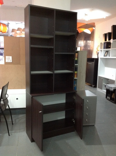 Imagen 3 de 4 de Biblioteca 80 Cm. Con Puertas Abajo Wengue Armada