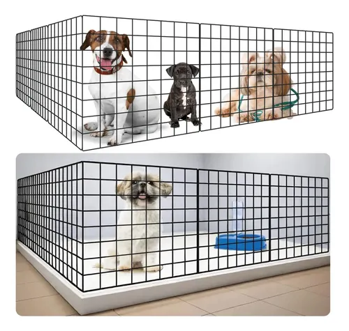 Cercado Pet 6 Módulos 40x40cm 2,40 Metros Lineares Bertelli para Cachorro Cães Gatos Filhotes Cercadinho Aço Preto Modul