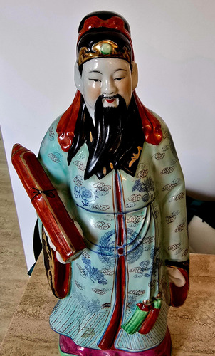 Escultura Porcelana Fu Xing, Dios De La Fortuna (Usado)