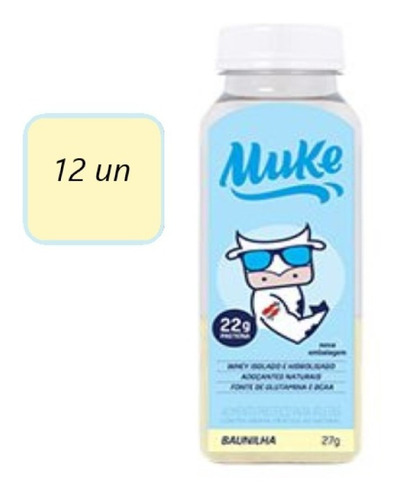Imagem 2 de 7 de Whey Isolado E Hidrolisado Garrafinha Baunilha 12un Muke +mu