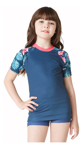 Remera Manga Corta Filtro Uv Niña Flores Yakka