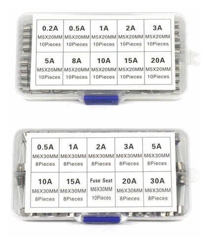 182 Pcs Fast-blow Tubo 250v Glass Fuse - 0.2a 0.5a 1a 2a 3a
